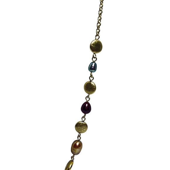 Lia Sophia Matt Gold Tone Coin Bead & Pearl Necklace (5829) - Picture 6 of 9